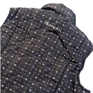 Ariat International Women's XS Quilted Vest Black Silver Snap Zip Front - Picture 1 of 11