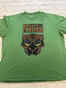 MARVEL AVENGERS 2X Black Panther Green Logo Graphic Short Sleeve T-shirt - Picture 1 of 7