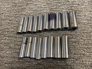 Lot of 18 Vtg. Craftsman Deep Well Sockets 3/8" Drive 12 & 6 Pt. Metric & SAE - Foto 1 di 11