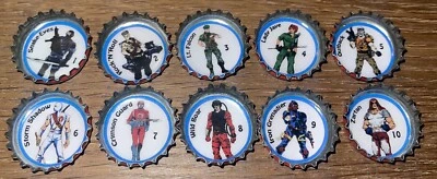 RETRO 90s GI JOE CARTOON TV 📺 BOTTLE CAP SET 10 CT. SNAKE EYES STORM SHADOW - Image 1 of 2