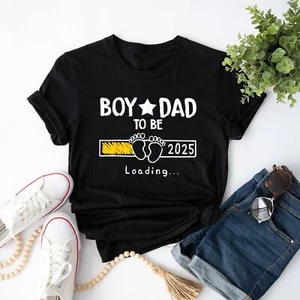 Boy Dad Est. 2025 Logo Dad Of Boys To Be 2025 Daddy Fathers T-Shirt - Picture 1 of 21
