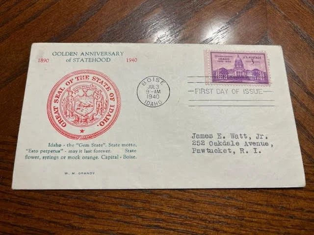 US First Day Cover - Scott 896 - Grandy cachet - Idaho Statehood - Image 1 of 1