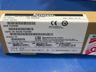 Lenovo 0B47381  8GB PC3-12800 DDR3L DRAM 1600Mhz SODIMM  *SEALED* (CID-53) - Image 1 of 3