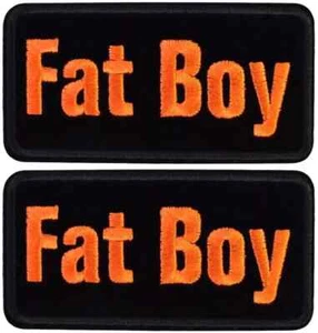 Fat Boy Biker Chopper Harley gestickter Aufnäher | 2 Stück Bügelbild Nähen 4"x 2" - Bild 1 von 1