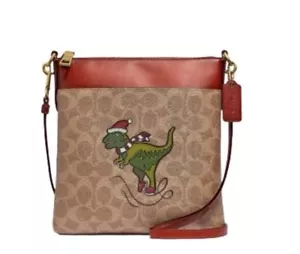 Coach Holiday Rexy Santa Skating Signature Crossbody Bag Purse Handbag NWT - Picture 1 of 3