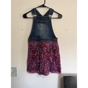 Jordache Girls Jumper Dress Size Large 10-12 Floral Jean with Skirt Lining  - Picture 1 of 4