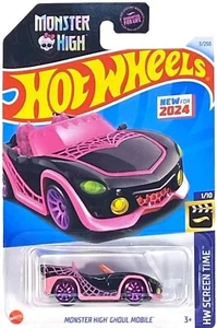 Hot Wheels - Tiempo de pantalla 2024 HW 1/10 Monster High Ghoul Mobile 3/250 (BBHTC80) - Imagen 1 de 1