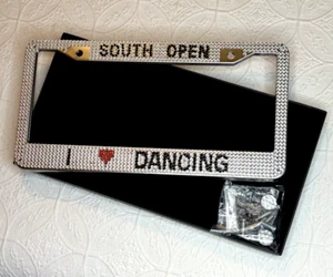 I LOVE DANCING license plate frames with sparkling crystal like gems - Picture 1 of 5