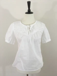 RUBBISH Size S Bright White Short Sleeve Blouse 100% Cotton Pullover Women - Picture 1 of 9