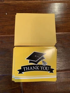 Lot of 15 Graduation Blank Thank You Note Cards ~ Yellow Card With Black Cap New - Picture 1 of 6