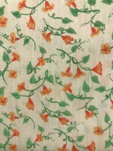 Tela De Colección Algodón Naranja Flores Vides Verdes Hojas Fondo Blanco 45x1yd+ - Imagen 1 de 11