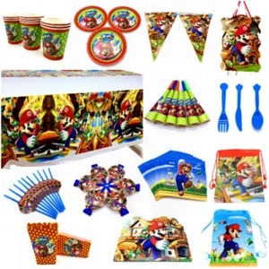 SUPER THEMA PARTY MARIO GEBURTSTAG LUIGI DEKORATION PLATTEN TASSE BANNER COVER - Bild 1 von 15