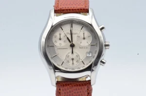 Philip Watch Quartz Chrono Men Watch Steel Vintage with Leather Band Rare 5 - Picture 1 of 9