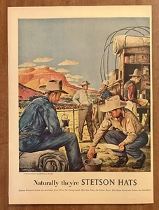 1948 Stetson Hat Chuck Wagon Melbourne Brindle Artist Western Style 40s Print Ad - Picture 1 of 2