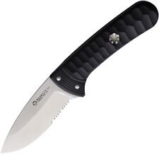 Maserin Sax Black G10 Serrated 440 Stainless Fixed Blade Knife w/ Sheath