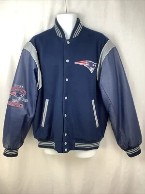 Chaqueta Bomber New England Patriots Grande Reversible Lana con Cuero NFL De Colección  Foto 1 de 4