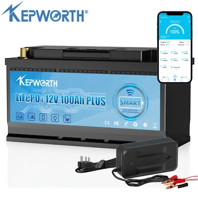 12V 100AH Batteria al litio LiFePO4 100A Bluetooth BMS solare barca camper - Immagine 1 di 4