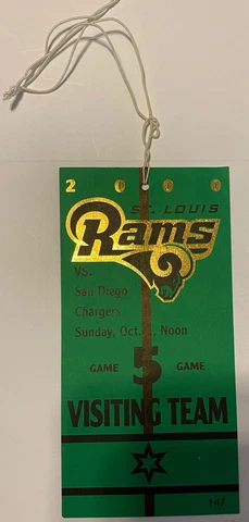 2000 St Louis Rams VS Chargers Visiting Team Pass. Excellent Condition SuperBowl Cover