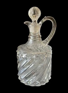 Antike EAPG Richards & Hartley KOKOMO Whisky Dekanter Henkel Kanne Reißverschluss Wirbel - Bild 1 von 10