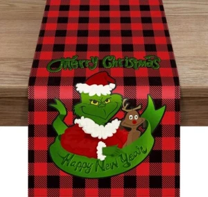Buffalo Plaid Christmas Table Runner Merry Christmas Winter Holiday Theme Table - Picture 1 of 4
