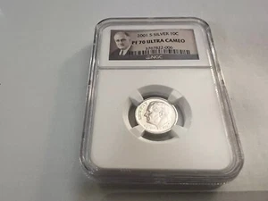2001-S SILVER ROOSEVELT DIME NGC PF70 ULTRA CAMEO "PORTRAIT LABEL" TOP POP - Picture 1 of 4
