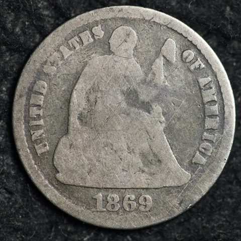 1869-S Seated Liberty Silver Half Dime CHOICE GOOD+ FREE SHIPPING E112 ANH Cover