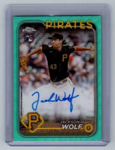 JACKSON WOLF 2024 TOPPS CROMO BASEBALL ACQUA WAVE RIFRATTORE AUTOGRAFO RC #/199 - Foto 1 di 2