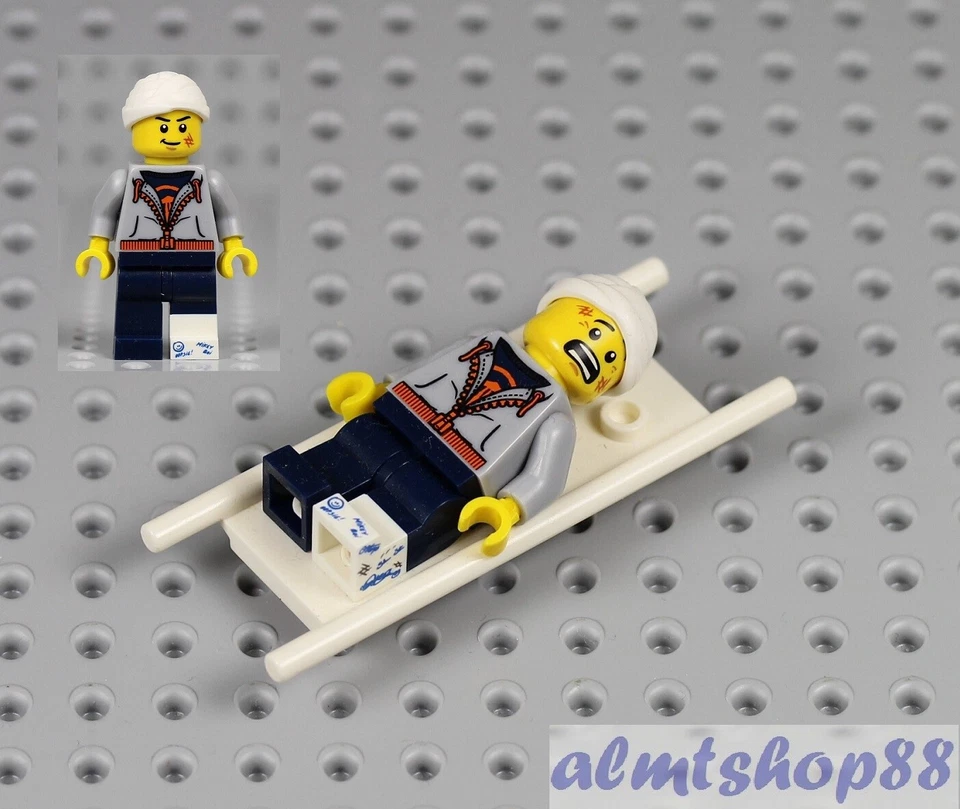 LEGO - Injured Guy Minifigure on Stretcher - Patient Hospital Accident Injury - Image 1 of 1