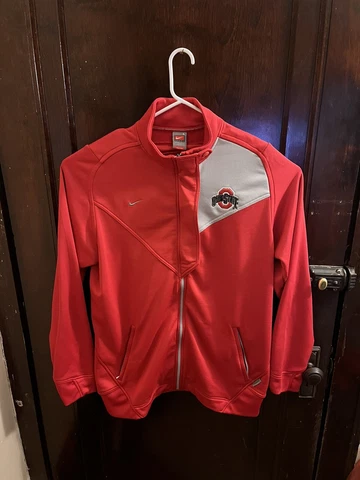 2000s Nike Ohio State Buckeyes Jacket Mens Sz Large Red and Gray Full Zip Cover