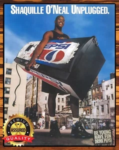 Pepsi - Shaquille O'Neal Unplugged - 1993 - Rare - Metal Sign 11 x 14 - Picture 1 of 4