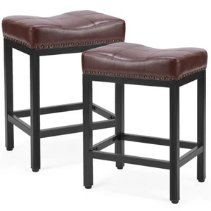 Set of 2 Bar Stools Dining Kitchen 24inch Counter Height Padded Seat Chair - Picture 1 of 36