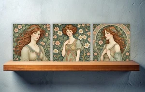 Juego de 3 azulejos de cerámica estilo William Morris, azulejos de decoración, azulejos de cerámica - Imagen 1 de 5