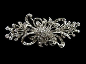 Vintage Inspired Womens Rhinestone Crystal Flower Brooch Wedding Party  - Picture 1 of 3
