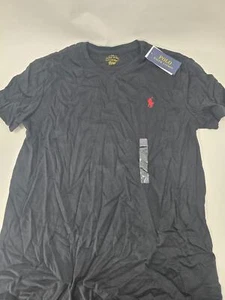 100% Cotton Ralph Lauren Polo V Neck T-Shirt Black Small - Picture 1 of 3