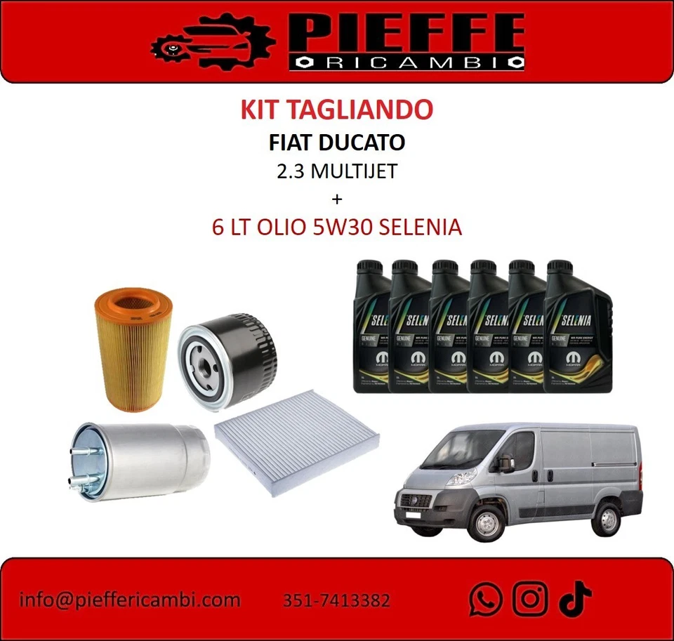 KIT FILTRI TAGLIANDO + 6 LT OLIO 5W30 SELENIA FIAT DUCATO 2.3 MULTIJET 88KW/96KW - Immagine 1 di 1