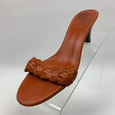 Circa Joan & David Tangy Sandals Orange Leather Open Toe Slide Low Heels Sz 7.5M - Image 1 of 4
