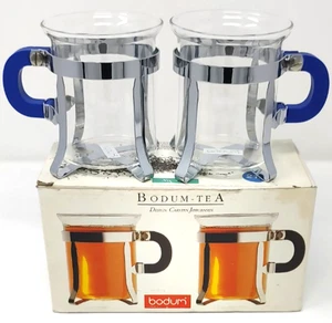 NEU VTG Bodum Glas gerahmt 2 Tassen BLAUER Henkel SELTEN Carsten Jorgensen Dänemark Box - Bild 1 von 18
