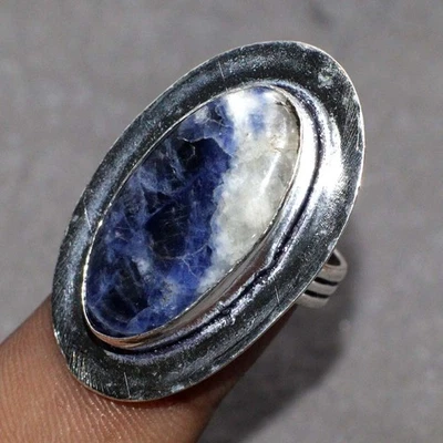 Sodalite 925 Silver Plated Gemstone Handmade Ring US 7 Gifts For Women AU T060 - Image 1 of 3