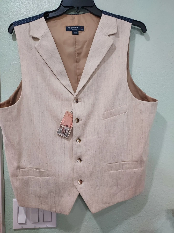 Men Daniel Cremieux Dress Linen Vest "Marrakech" Beige XL--Brand New. - Image 1 of 4