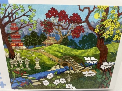 At the Japanese Garden 1000 Piece Jigsaw Puzzle Pomegranate Artpiece CJ Hurley - Image 1 of 4
