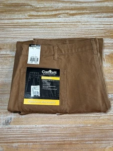 Pantalones de peto de trabajo Carhartt B11 ajuste original lavado pato 44x32 marrón lona nuevos con etiquetas - Imagen 1 de 15