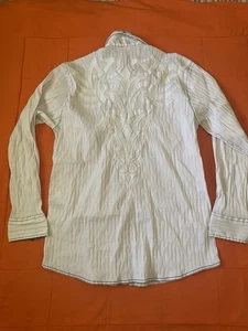 Camisa Roar Para Hombre XL Blanca Manga Larga Abotonada Elastizada Bordada Y2K Clásica - Imagen 1 de 9