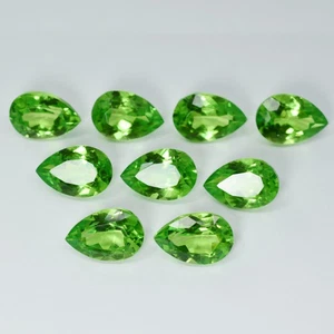 72.10 Ct Natural Green Peridot CERTIFIED Pear Cut Loose Gemstone Lot 9 pcs - Picture 1 of 7