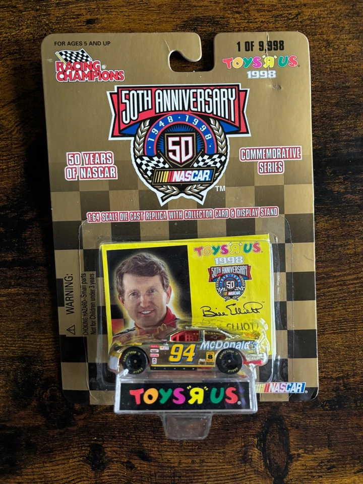 Racing Champions Bill Elliot 50th Anniversary Gold Car Toys R US 1 of 9 998