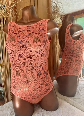 Traje de baño grande sexy de encaje coral blanco de una pieza, hecho en EE. UU. por MaryAngel LLC Foto 1 de 4