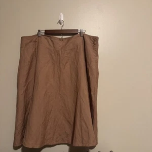 David N Damen hellbraun Leinenmischung A-Linie Midirock Größe 24W - Bild 1 von 3