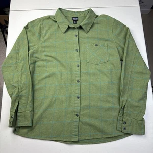Patagonia Women's Size 12 Green Plaid Long Sleeved Button Flannel Shirt Cotton - Picture 1 of 13