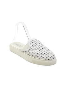 Rachel Zoe Womens Leather WOven Round Toe Slip On Mules Flats White Size 8.5 - Picture 1 of 6