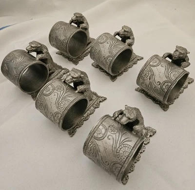 Juego de seis servilleteros figurativos chapados en plata vintage Foto 1 de 4