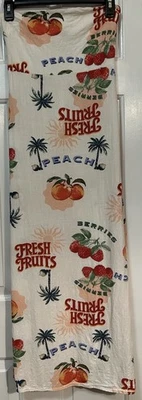 Vestido Paper Heart Anthropologie Mezcla de Lino Pequeño Frutas Frescas Sin Tirantes Playa Foto 1 de 4